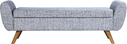 HomePop 60" Modern Storage Bench with Wood Legs - Blue Gray Woven Fabric