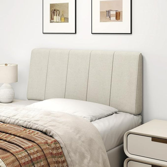 Twin Size Headboard Only-No Assembly, Upholstered Headboard Twin Size Linen Fabric Modern Style Headboards Extra-Thick, Beige