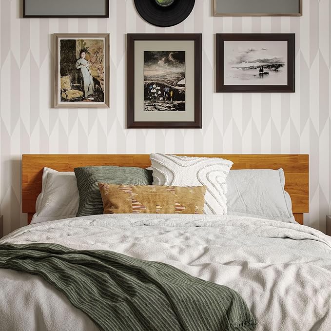 AFI, Orlando Full Adjustable Modern Solid Wood Panel Headboard, Light Toffee