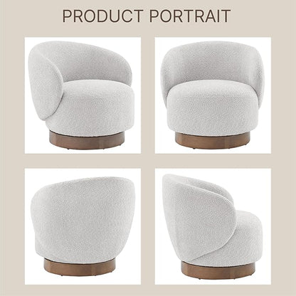 KISLOT Swivel Accent Chair Round Barrel Armchair Upholstered Performance Fabric for Living Room Bedroom Waitingroom,1 Box,Light Grey
