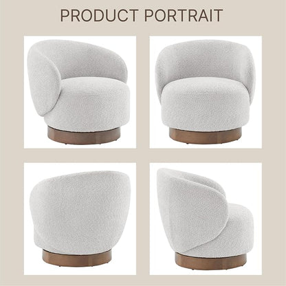 KISLOT Swivel Accent Chair Round Barrel Armchair Upholstered Performance Fabric for Living Room Bedroom Waitingroom,2 Box,Light Grey