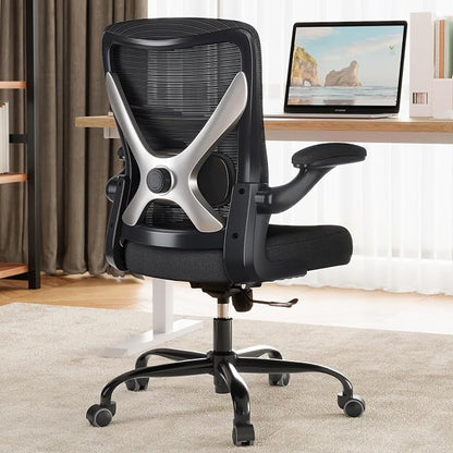 Ergonomic Office Chair - X-Shaped Computer Desk Chairs Comfy, Mesh High-Back Gaming Chair with Adjustable Lumbar Support, Executive Task Chair for Adults, Comfortable for Long Hours, Black, Pack of 3