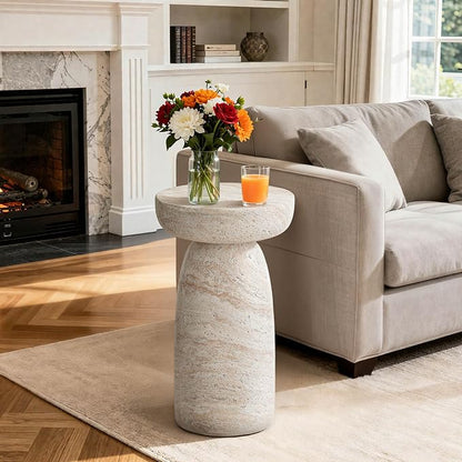 24" Side Table Outdoor, Large Modern Geometric End Table | Multi-Functional Coffee Table Doubles as Planter Stand for Garden, Balcony, or Porch. Decorative Pedestal Design