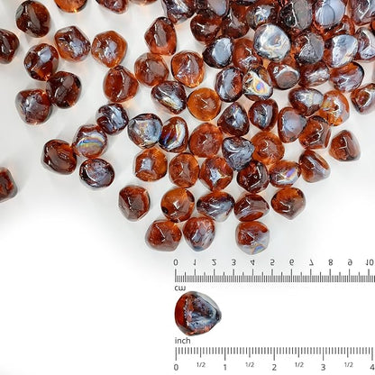19 Pound Fire Glass Diamonds for Fire Pit 1/2 inch Tempered Glass Rocks Amber