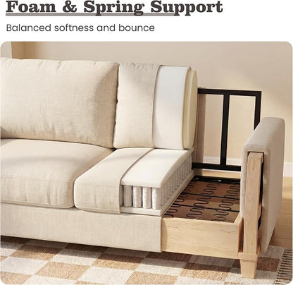 Apicizon Cloud Couches Living Room Furniture Sets, 3 Seater Sofa & 3 Seater Sofa for Bedroom, Comfy Chenille Couch Sleeper Sofa for Apartment Lounge, White Chenille