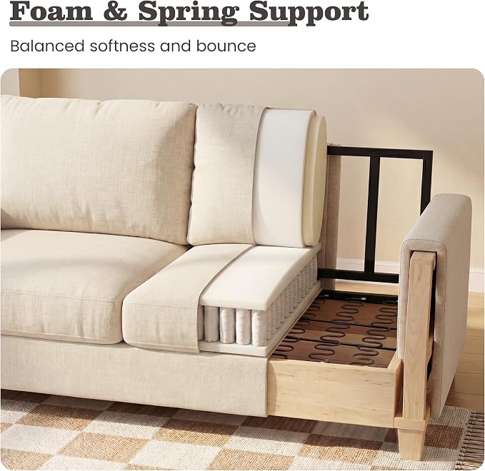 Apicizon 63" Loveseat Sofa Couch, Cloud Couch Lounge Sofa with 2 Cushion for Bedroom, Chenille Lounge Sofa for Living Room Aparment, Beige