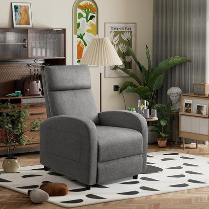 Furniwell Massage Recliner Chair for Living Room Adjustable Fabric Reclining Chair Home Theater Seating Modern Winback Single Sofa for Adults with Footrest (Gray)