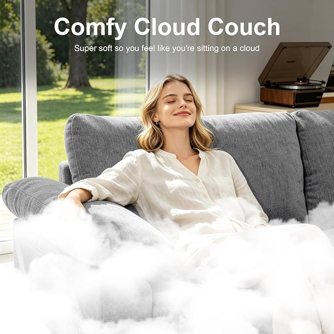 Oversized L Shaped Sectional Couch for Living Room, Extra Large Deep Seat Modular Sectional Sofa with Washable Covers, Modern Cloud Couch for Apartment, Bedroom (Light Gray, U Shape 8 Seat)