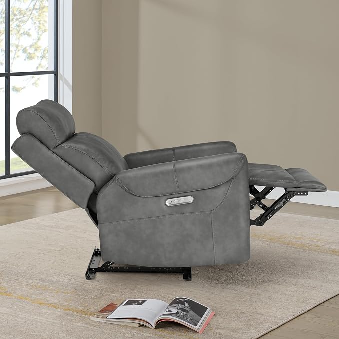 KISLOT Leather Recliner Chair for Adults Wall Hugger RV Recliner with USB Charging Ports Electric Power Reclining Sofa for Living Room Home Theater Seating Bedroom