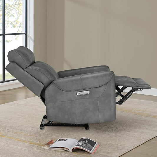 KISLOT Leather Recliner Chair for Adults Wall Hugger RV Recliner with USB Charging Ports Electric Power Reclining Sofa for Living Room Home Theater Seating Bedroom