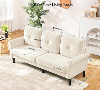 Loveseat Sofa, 83" Love Seat Couches, Comfy Velvet Small Couch for Bedroom, Tool-Free Setup Small Couches for Living Room, Modern Sofas for Living Room, 750lbs Load Sofas & Couches, White Couch