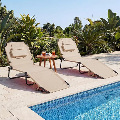 GYMAX Beach Lounge Chair, Sunbathing Chair Patio Lounge Chair Folding Adjustable Recliner with Hole for Face