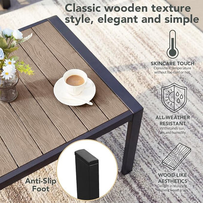 Patio Furniture Set 4 Seats and Coffee Table, Patio Conversation Set with Washable Thick Cushions, Deluxe Aluminum Modern Outside Sectional for Porch, Balcony, Deck, Yard, Light Gray