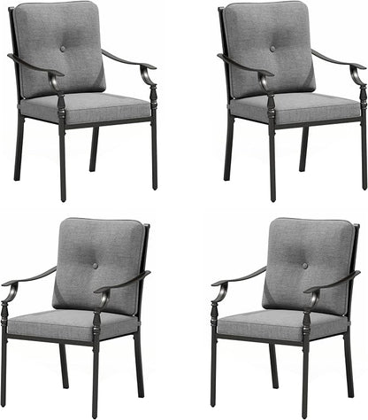 Sophia & William Outdoor Patio Dining Chairs Set of 4, Heavy Duty Outdoor Furniture Chairs with Thickened Cushions, Wrought Iron Deck Chairs for Backyard, Poolside, Balcony and Garden