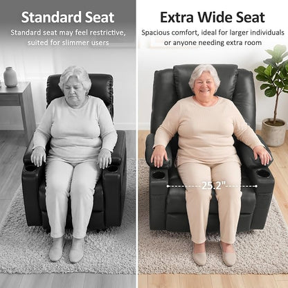 MCombo Power Lift Recliner Chair for Elderly R7042(Grey, Small-Wide) | Heat and Massage, Breathable Faux Leather, USB& Type C Charging Port, FSC Certified