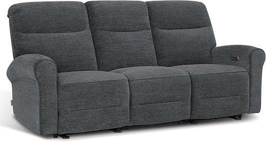 MCombo 87.8" Wall Hugger Power Reclining Sofa with Drop Down Table, 3-Seater Recliner Couch for Small Spaces Living Room RV, USB Ports, Fabric PR635M3 (Dark Grey)