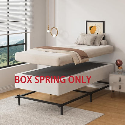 SHLAND Twin Box Spring - 10 Inch Heavy Duty High Profile Metal Box Springs for Twin Bed, Mattress Foundation with Fabric Cover, Easy Assembly