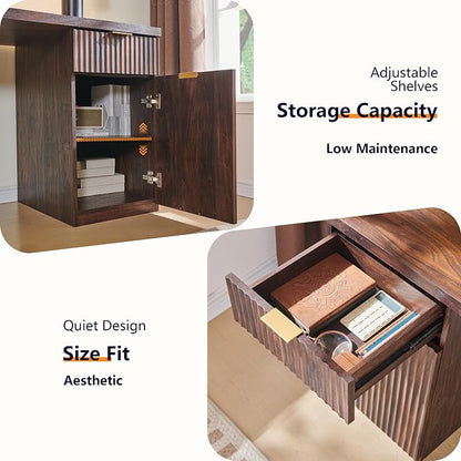 60" Modern Home Office Desk, Reversible Left‑Right Cabinet, Built‑in Outlet | Reversible design lets you fix the cabinet on left‑hand or right‑hand side to fit your room layout