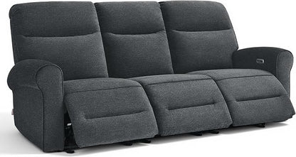 MCombo 87.8" Wall Hugger Power Reclining Sofa, 3-Seat Triple Recliner Couch with USB Ports, Rolled Arm Space Saving Recliner Sofa for Living Rooms Apartments RV, Fabric PR635M5 (Dark Grey)