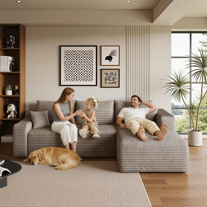 AUGOP 96" Sectional Couches for Living Room Modern Modular Sofa with L-Shape Couchs Upholstered Boneless Couch Deep Seat Sectional Couch with Chaise (Camel, 96" Right Facing Chaise+2Seaters)