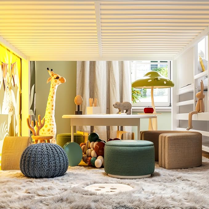 Bellemave Full Low Loft Bed,Metal Kids Loft Bed Frame for Boys Girls,White | Fabric Drawers,LED Lights,Storage Shelves,Under-bed Space,Space-saving