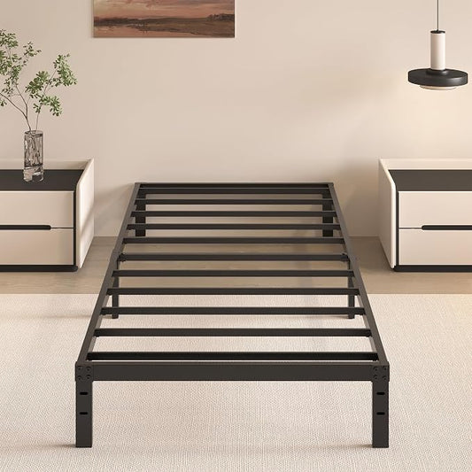 HOBINCHE Twin Bed Frame 10 Inch, Twin Bed Frames No Box Spring Needed | Heavy Duty Metal Platform Mattress Foundation with Steel Slats