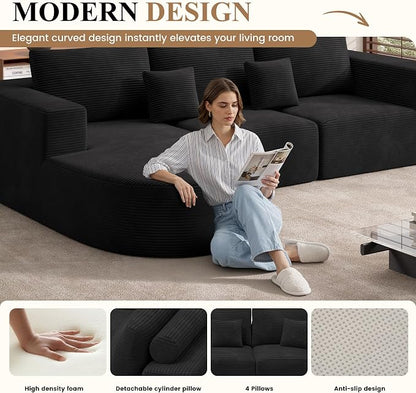 Living Room Furniture Sets,Modern U Shaped Modular Sectional Sofa,Convertible Cloud Couches for Living Room,Comfy 4 Seater with 2 Chaise Furniture Set, Boneless Couch Sofa,1 PCS