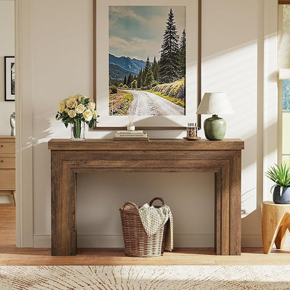 Huuger 54 Inch Entryway Table, Retangular Console Table, Farmhouse Sofa Table Behind the Couch, Long for Entrance, Hallway, Foyer, Living Room, Rustic Brown