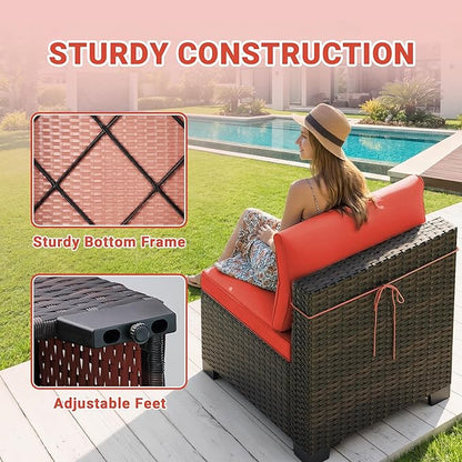 LAFWELL 7 Pieces Outdoor Patio Furniture Sets,Rattan Conversation Sectional Set,Manual Weaving Wicker Patio Sofa with Tea Table