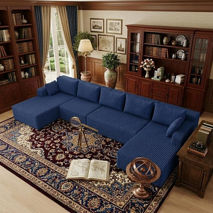 Flexible Combination Cloud Sectional Boneless Couches with Double Chaise,157" Oversized U Shaped Modular Sofa No Assembly Required Foam-Filled Deep Seat Sofa & Couch for Living Room,Apartment