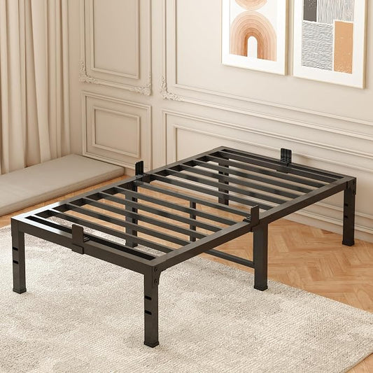 FUIOBYVV Twin Bed Frames,18 Inch Heavy Duty Metal Platform Bed Frame Twin Size Support Up to 3500 lbs,No Box Spring Needed,No Shaking,Steel Slat Support,Noise Free,Easy Assembly