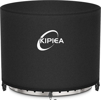Kipiea Round Fire Pit Cover for Solo Stove Yukon Super Waterproof, 28" D x16" H Smokeless Fire Pit Cover, Upgraded 600D Strong Tear and UV Resistant, Black