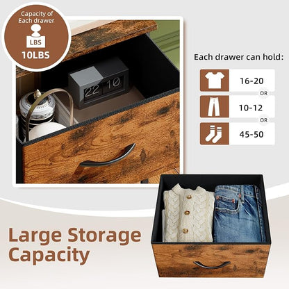Somdot Tall Dresser for Bedroom with 5 Drawers, Storage Organizer Chest of Drawers with Removable Fabric Bins for Closet Bedside Living Room Laundry Entryway Hallway, Wood Grain Print