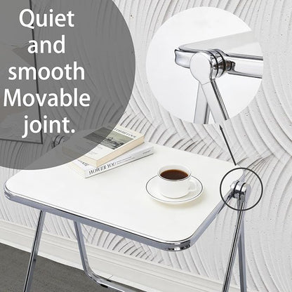 Clear Acrylic Folding TV Tray Table No Assembly Portable Side Desk, Lightweight Compact Computer Table for Small Space Home Office Dorm RV Apartment (Tawny)
