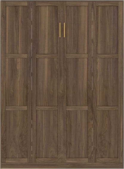 Bobve Farmhouse Murphy Bed Queen, 85" Wall Bed Folds to Save Space, Concealed Bed Frame with Hydraulic Rod and Wall Mounted Features for Apartment/Office/Guest Room