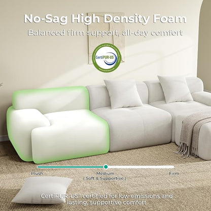 LIKIMIO LumiCord 153.5" Tufted Modular Sectional Sofa, Modern U-Shaped Boneless Couch for Living Room, 26.8" Deep Seat, 18.1" High Seating, 15" Wide Armrest, Corduroy, Oatmeal Beige
