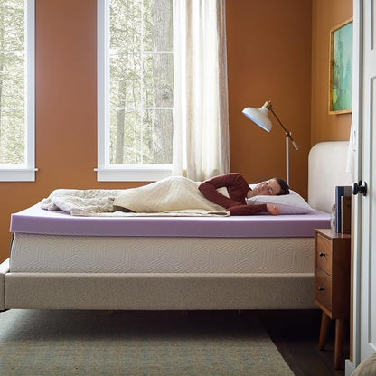 Lucid® 4" Lavender Memory Foam Mattress Topper – CertiPUR-US®, Queen