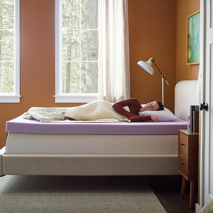 Lucid® 4" Lavender Memory Foam Mattress Topper – CertiPUR-US®, Full