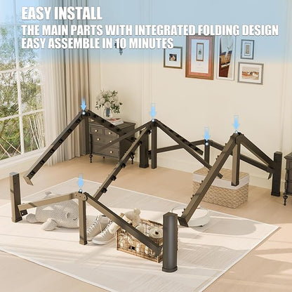 Yitong Angel 18 inch California King Bed Frame with Round Corner Legs Mattress Slide Stopper,3500 lbs Heavy Duty Metal Platform,Steel Slat Support,No Box Spring Needed,Easy Assembly,Noise Free