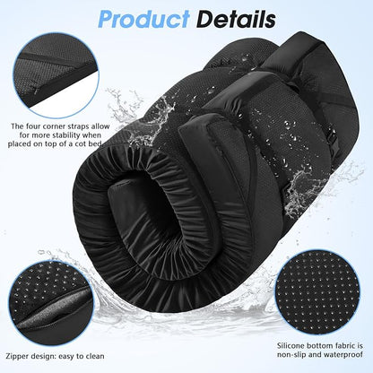 CYMULA 3 Inch Memory Foam Camping Pad, Camping Essentials Roll Up Floor Mat for Car Camping, Cot, Tent, Truck, Travel and Guest Use, Non-Slip Waterproof Bottom, Removable Cover