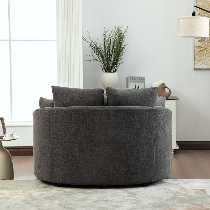 ERYE 56.3" Chenille Upholstered Accent Chair Deep Seat for Living Room Bedroom, Oversized Leisure Cushion Armchair W/ 5 Pillows and Removable Cover for Home Apartment Office