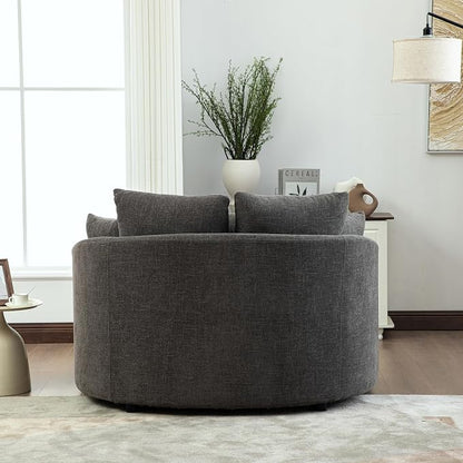 ERYE 56.3" Chenille Upholstered Accent Chair Deep Seat for Living Room Bedroom, Oversized Leisure Cushion Armchair W/ 5 Pillows and Removable Cover for Home Apartment Office