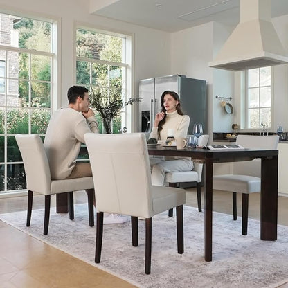 Watson & Whitely Modern Upholstered Dining Chairs, Faux Leather, Grey | Solid Wood Legs, Padded Seat, Low Back, Modern Armless Parsons Chair for Kitchen, Dining Room, Restaurant, Set of 2