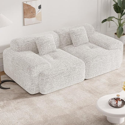 85" Cloud Loveseat Sofa in a Box, Modern Small Couch No Assembly Required, Comfy Deep Seat Boneless Couches for Living Room, Bedroom, Apartment, Beige 1 PCS