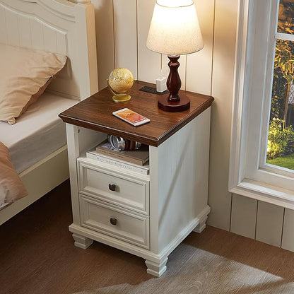 SAVOR LIFE Farmhouse Dresser and Nightstand Sets 3 Piece, 5 Drawer Dresser & 2 Drawer Nightstand Set, Rustic Wood Bedroom Furniture Set for Home, Bedroom, Hallway, White