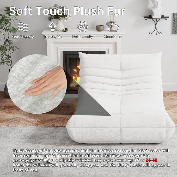 WHGBJA Bean Bag Chair for Adults, Lazy Bean Bag Sofa for Bedroom, Living Room, Reading, Gaming Floor Sofa Chair, Boneless, Comfy