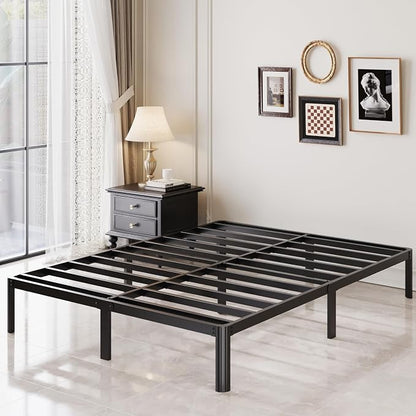Lutown-Teen 10 Inch Full Size Bed Frame with Rounded Corner Legs, 2000 LBS Heavy Duty Metal Full Platform Bed Frame No Box Spring Needed, Noise Free, Easy Assembly, Black