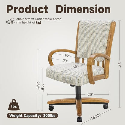 Chromcraft Set of 4 Caster Swivel Tilt Dining Chairs, Ultra Comfort Kitchen Chairs Casual Chairs with Soft Rubber Wheels Rolling Chair on Wheels for Kitchen(Ivanhoe NPL Nude)