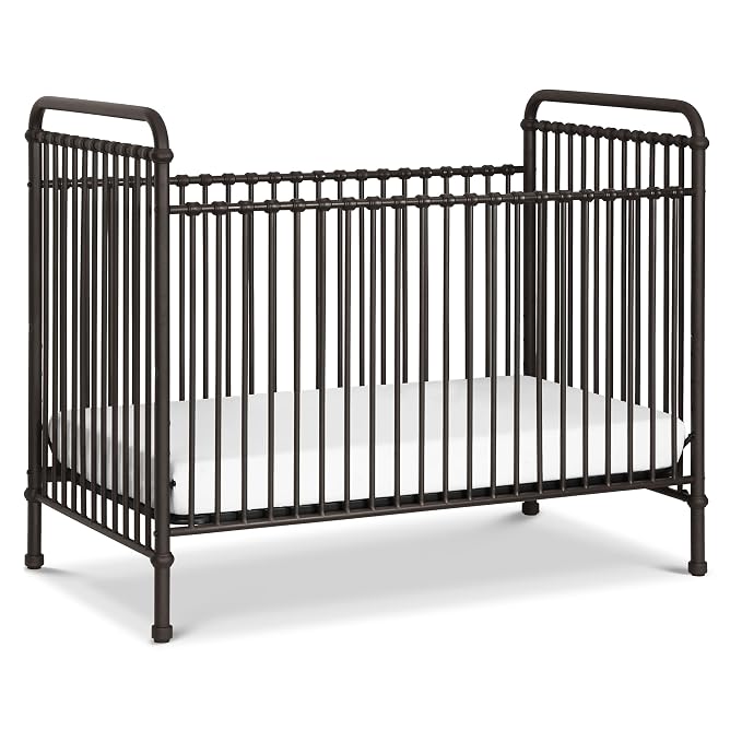 Namesake Abigail 3-in-1 Convertible Metal Crib in Vintage Iron, Greenguard Gold Certified | GREENGUARD Gold Certified, Converts to Toddler Bed & Daybed, 4 Adjustable Mattress Heights, Conversion Kits Sold Separately