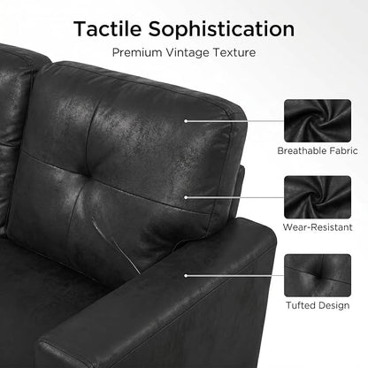 TYBOATLE Convertible Sofa Bed Couch with Reversible Storage Chaise, 71" L Shaped Pull Out Couch Bed, Comfy Linen Fabric Sleeper Sofa for Living Room, Apartment & Guest Room (Black)